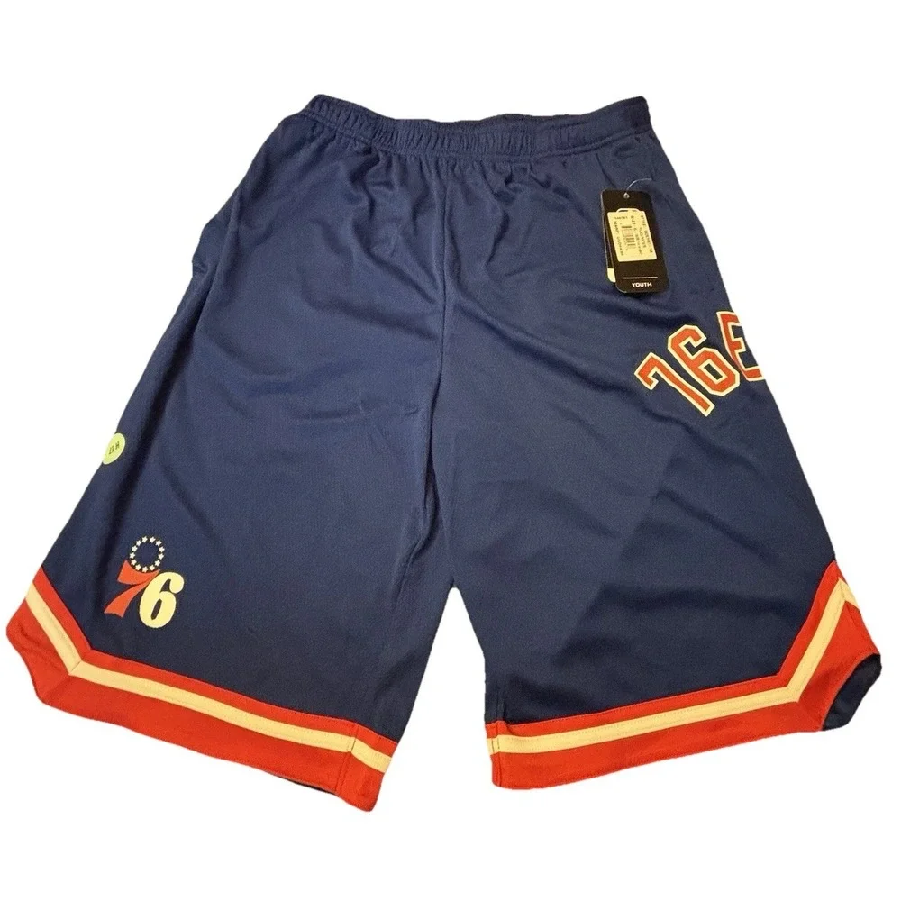 Youth Boys NBA NWT! Philadelphia 76ers Basketball Shorts Size XL Blue